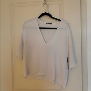 Zara Cream V-Neck Women's Blouse